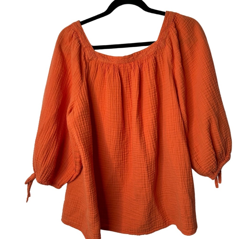 Women's Orange Peasant Top
